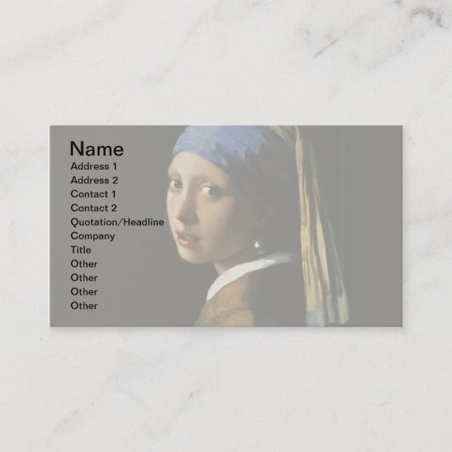 Vermeer Girl Pearl Earring Masterpiece Painting Business Card (Front)