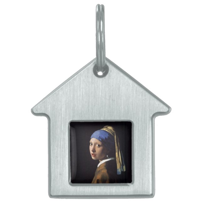 Vermeer Girl Pearl Earring Masterpiece Painting Pet Tag (Front)