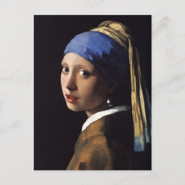 Vermeer Girl Pearl Earring Masterpiece Painting Postcard (Front)