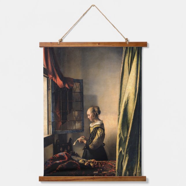 Vermeer - Girl Reading a Letter at an Open Window Hanging Tapestry (Front)