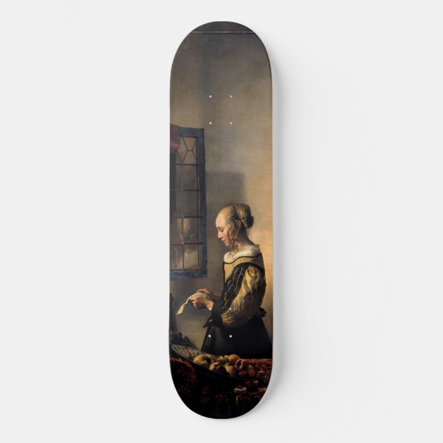 Vermeer - Girl Reading a Letter at an Open Window Skateboard (Front)