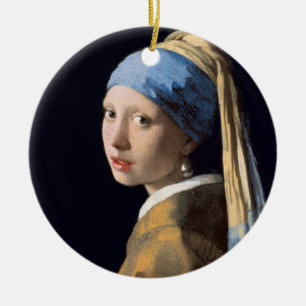 Vermeer Girl with a Pearl Earring Fine Art Ceramic Tree Decoration