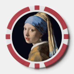 Vermeer Girl with a Pearl Earring Fine Art Poker Chips