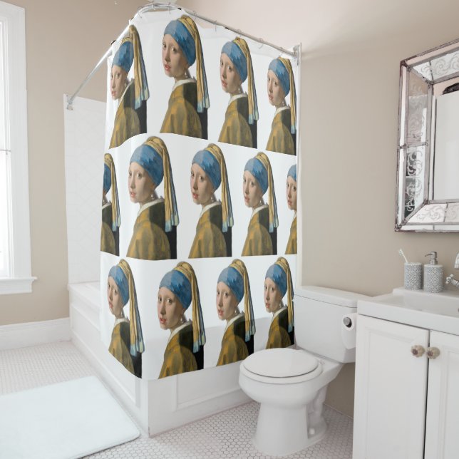Vermeer - Girl with a Pearl Earring isolated Shower Curtain (In Situ)