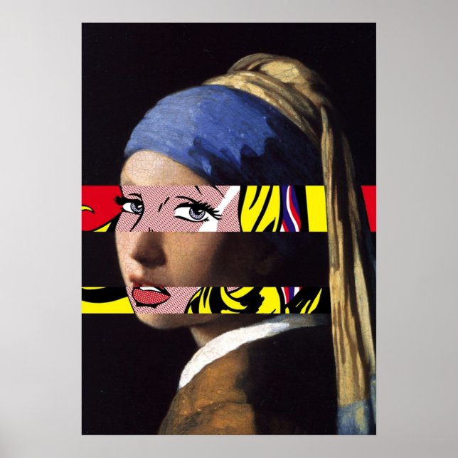 Vermeer Girl with a Pearl Earring meets Roy Lichte Poster (Front)