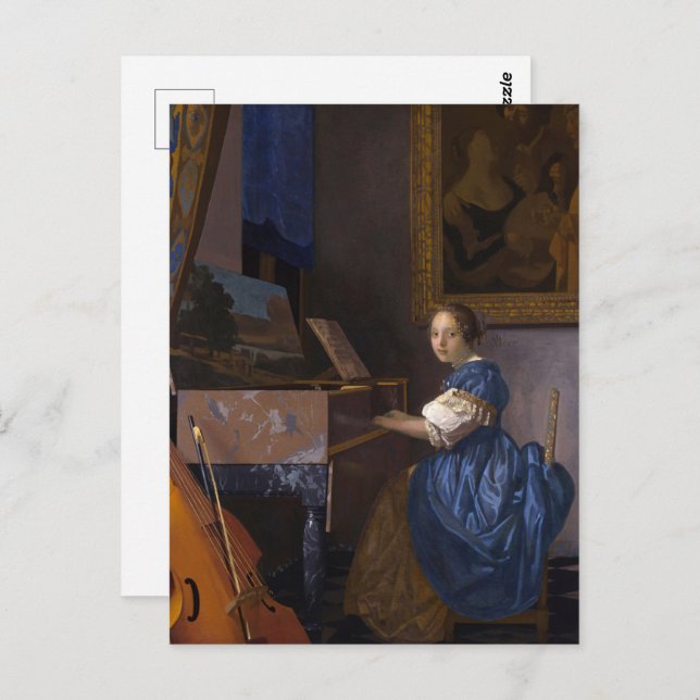  Vermeer - Lady Seated at a Virginal Fine Art Postcard (Front/Back)