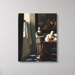 Vermeer - Lady Writing a Letter with her Maid Canvas Print