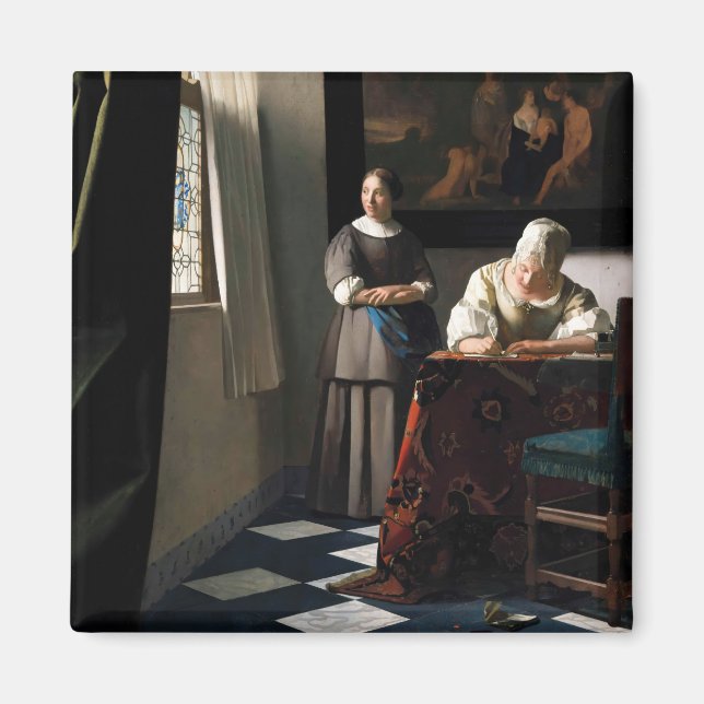 Vermeer - Lady Writing a Letter with her Maid Magnet (Front)