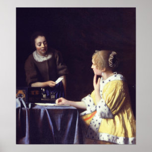 Vermeer - Mistress And Maid Holding A Letter 1668 Poster