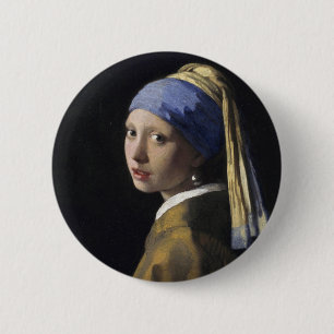 Vermeer Painting - Girl With a Pearl Earring 6 Cm Round Badge