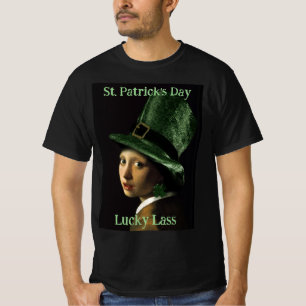 Vermeer Pearl Earring Clover St Patrick's Day T-Shirt