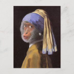 Vermeer Pearl Earring Monkey Chimp Postcard