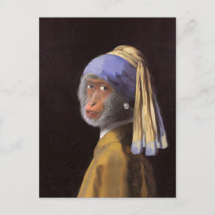 Vermeer Pearl Earring Monkey Chimp Postcard