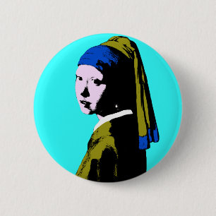 Vermeer Pearl Earring  Pop Art 6 Cm Round Badge