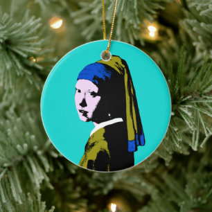 Vermeer Pearl Earring Pop Art Ceramic Tree Decoration