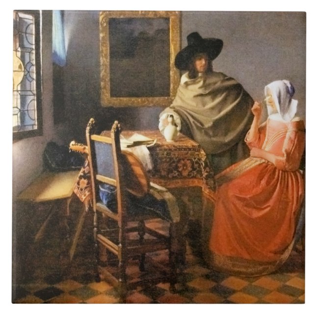 Vermeer - The Glass of Wine, Tile (Front)