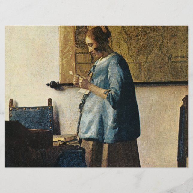 Vermeer's Woman in Blue Reading a Letter ca.1665 Flyer (Front)