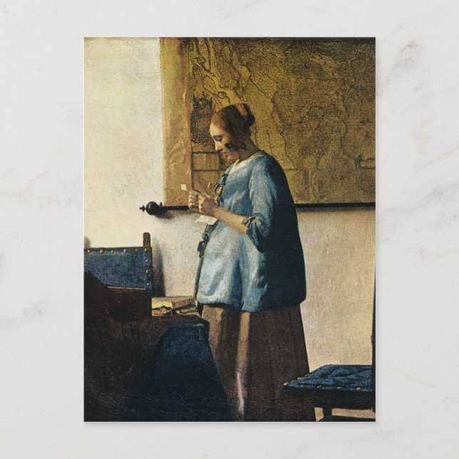 Vermeer's Woman in Blue Reading a Letter ca.1665 Postcard (Front)