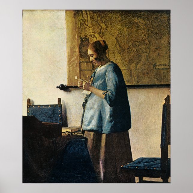 Vermeer's Woman in Blue Reading a Letter ca.1665 Poster (Front)