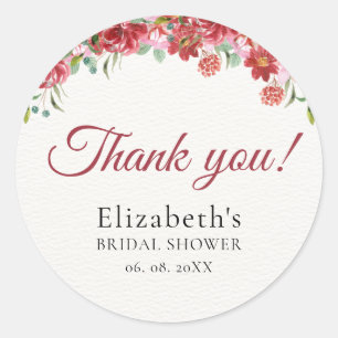 Vermilion Blossoms Bridal Shower Classic Round Sticker