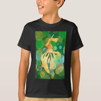 Vermilion Goldfish Swimming In Green Bubbles T-Shirt