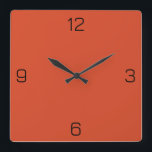 Vermilion Orange D74826 Colour Add Your Name Optio Square Wall Clock<br><div class="desc">Add a name, initials or some text, or keep the colour alone. Colour coordinates with other items in the store based on the name and the HEX code (six-digit hex triplet) shown. Use this code to mix, match and customise any other item to go with this, or to add to...</div>
