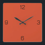 Vermilion Orange D74826 Colour Add Your Name Optio Square Wall Clock<br><div class="desc">Add a name, initials or some text, or keep the colour alone. Colour coordinates with other items in the store based on the name and the HEX code (six-digit hex triplet) shown. Use this code to mix, match and customise any other item to go with this, or to add to...</div>