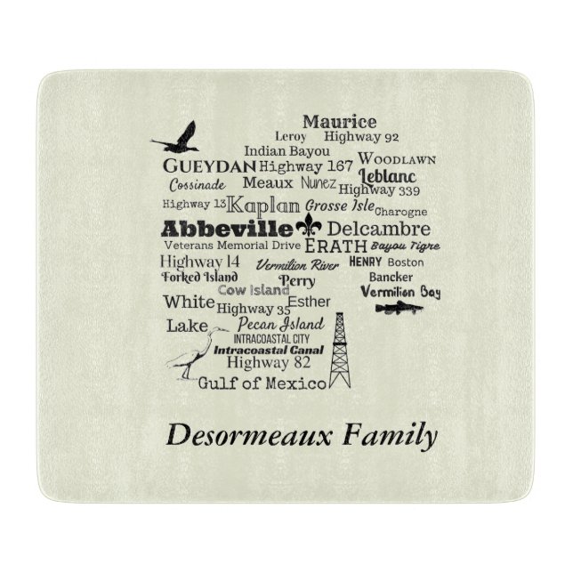 Vermilion Parish Louisiana Places Cutting Board (Front)