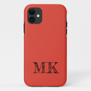 Vermilion Solid Colour   Modern Minimal Initial  Case-Mate iPhone Case