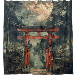 Vermilion Temple Gate Watercolor Ink (3) Shower Curtain