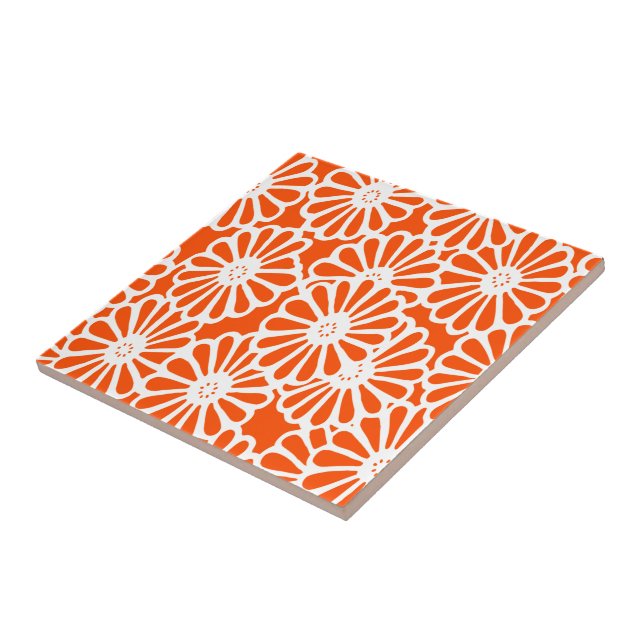 Vermillion Asian Moods Floral Tile (Side)