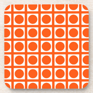 Vermillion Elegant Grid Dots Coaster