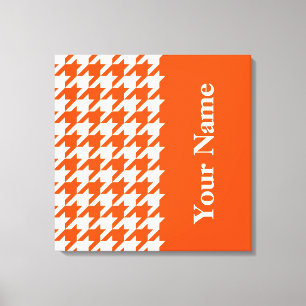 Vermillion Elegant Houndstooth with name Canvas Print