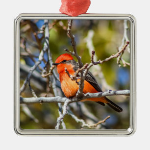 Vermillion Flycatcher Metal Tree Decoration