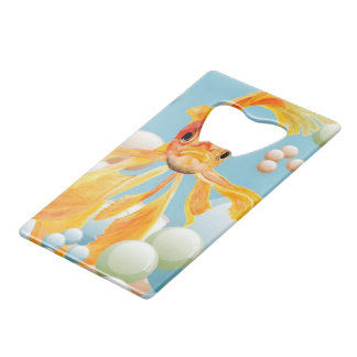 Vermillion Goldfish In Pastel Bubble Water