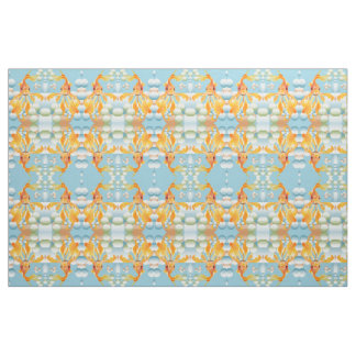 Vermillion Goldfish In Pastel Bubble Water Fabric