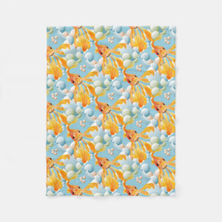 Vermillion Goldfish In Pastel Bubble Water Fleece Blanket