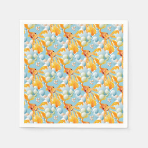Vermillion Goldfish In Pastel Bubble Water Napkin