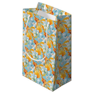 Vermillion Goldfish In Pastel Bubble Water Small Gift Bag