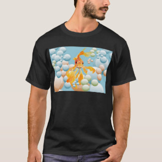Vermillion Goldfish In Pastel Bubble Water T-Shirt