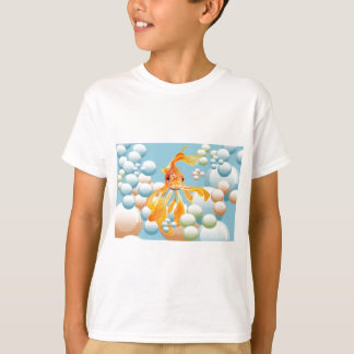 Vermillion Goldfish In Pastel Bubble Water T-Shirt