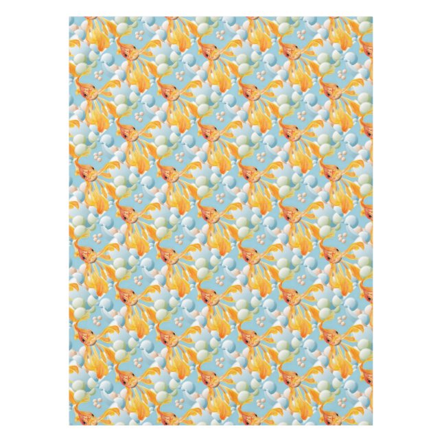Vermillion Goldfish In Pastel Bubble Water Tablecloth (Front)
