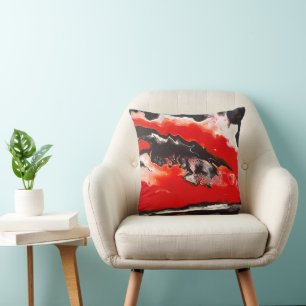 Vermillion Red Abstract Throw Pillow Home Decor