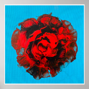 Vermillion Rose Abstract Canvas Art – Bold Red Poster