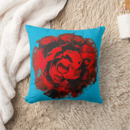 Vermillion Rose Abstract Throw Pillow