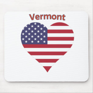 Vermont American Flag Heart Mouse Pad