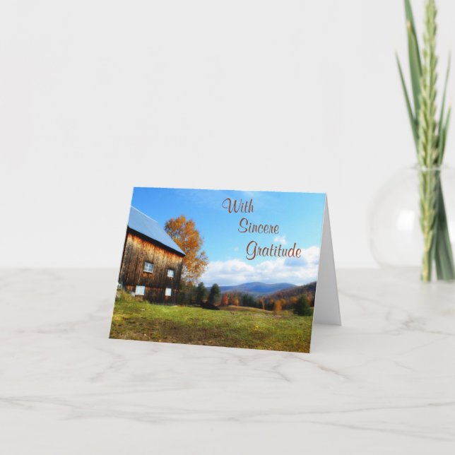 Vermont Barn Scene Thank You Card (Front)