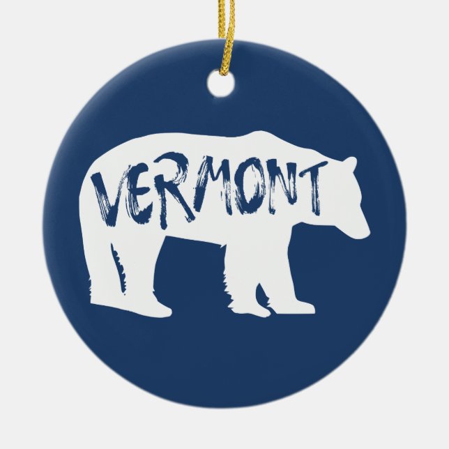 Vermont Bear Ceramic Tree Decoration (Front)