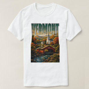 Vermont Covered Bridge Autumn Mountain Beauty T-Shirt