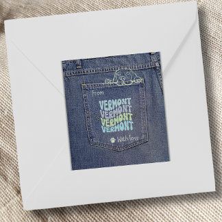 Vermont Dog in Jean Pocket Classic Square Sticker